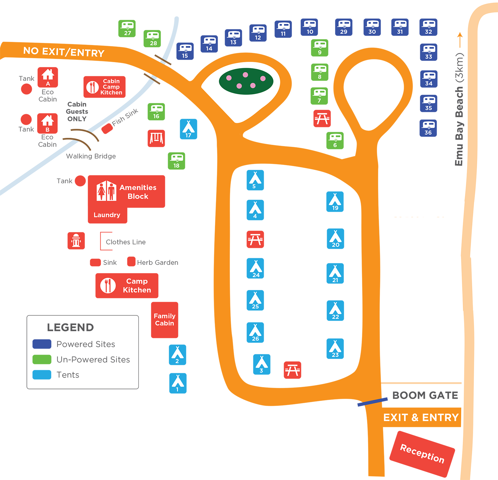 Discovery Lagoon Campsite Map - Camping on Kangaroo Island